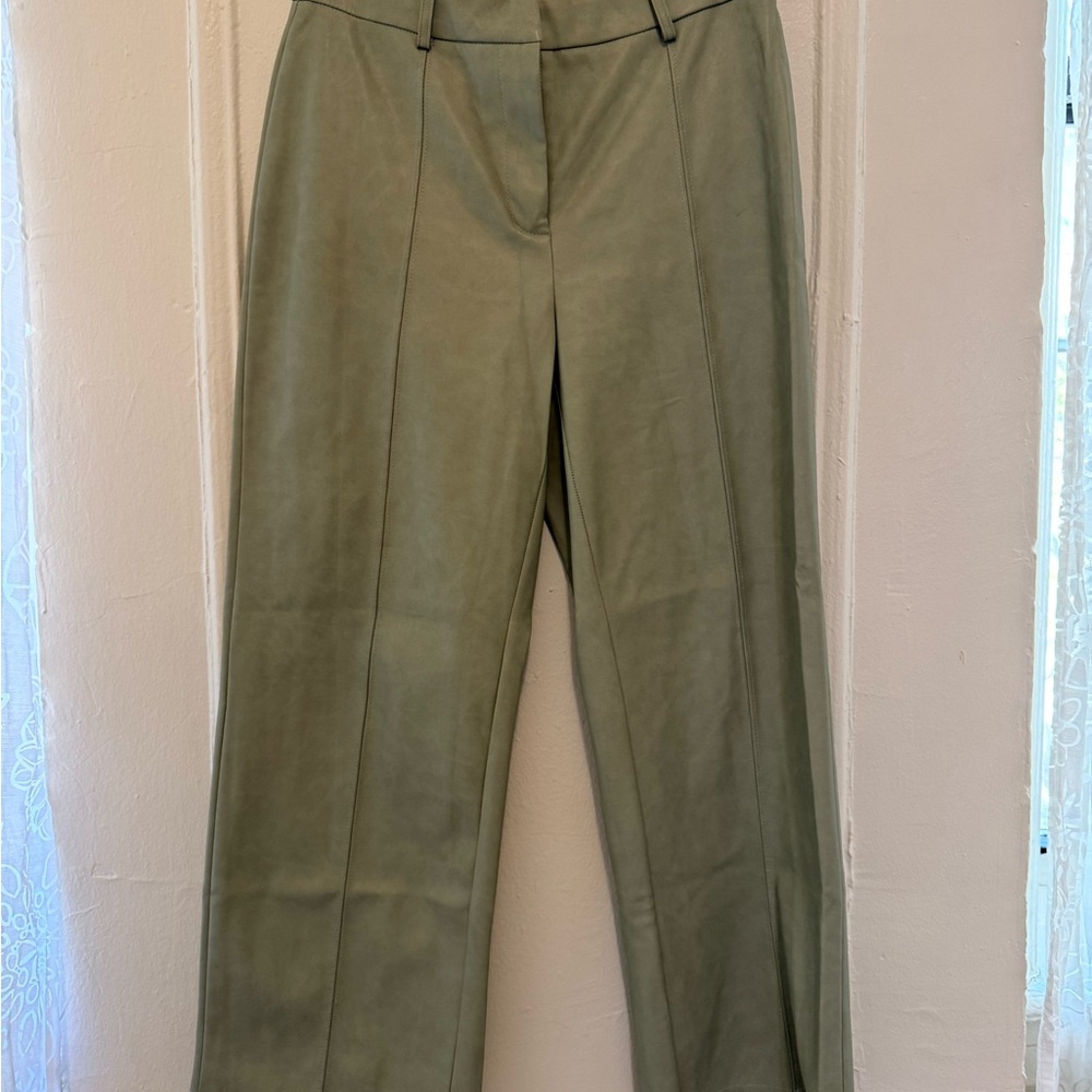 Green Veagan Leather Pants